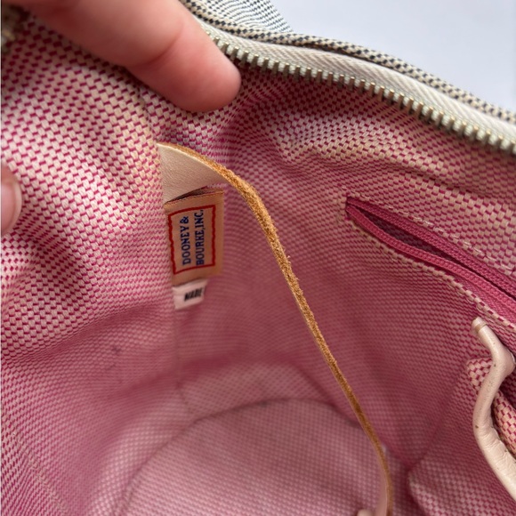 Dooney & Bourke Monogram Canvas Hobo Shoulder Bag – Beige/Tan with Pink Interior - Picture 13 of 14